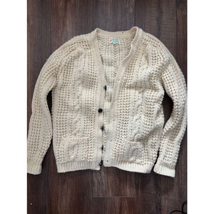 Women's Round Tower Cream Wool Cardigan Size 36